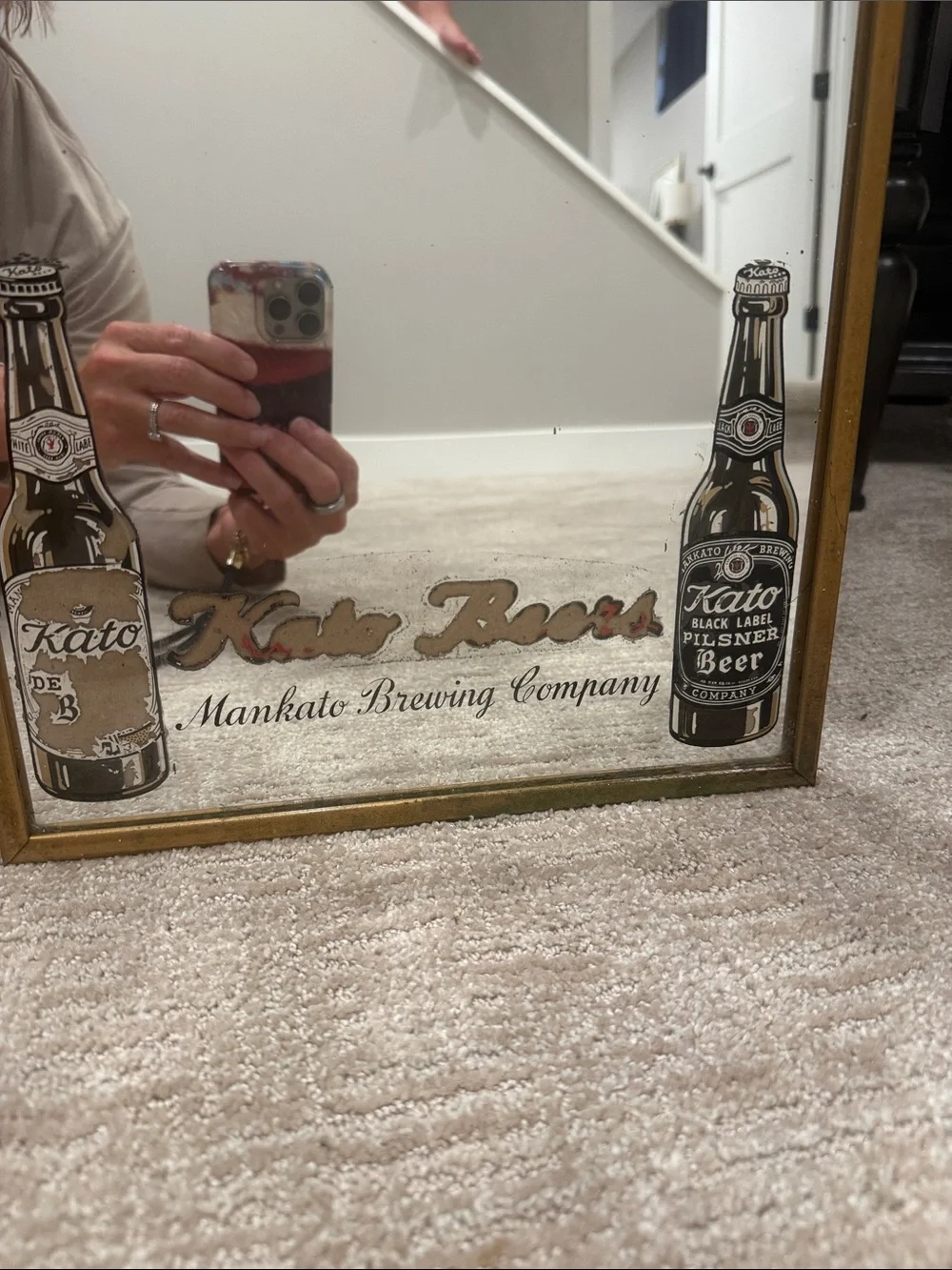 Kato Beers Vintage Style Decorative Wall Mirror - Brown Frame Mankato brewing co